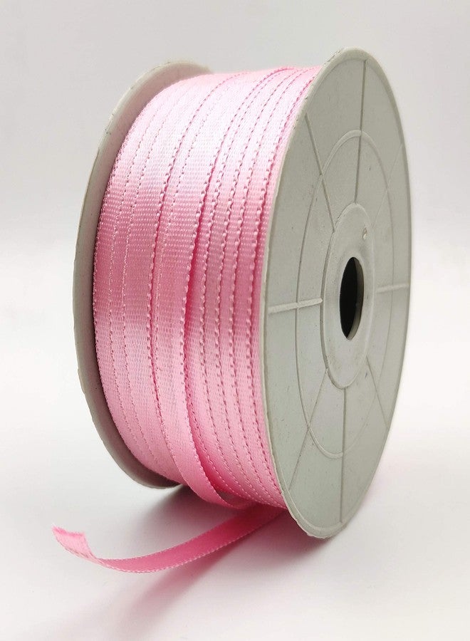 BOBBINY Light Pink Satin Striped Ribbon 0.25 Inch 10 Meter for Bridal Gift wrap, Wrapping Bows, Gift Bows, Christmas Bows, Party Decoration - Image 1